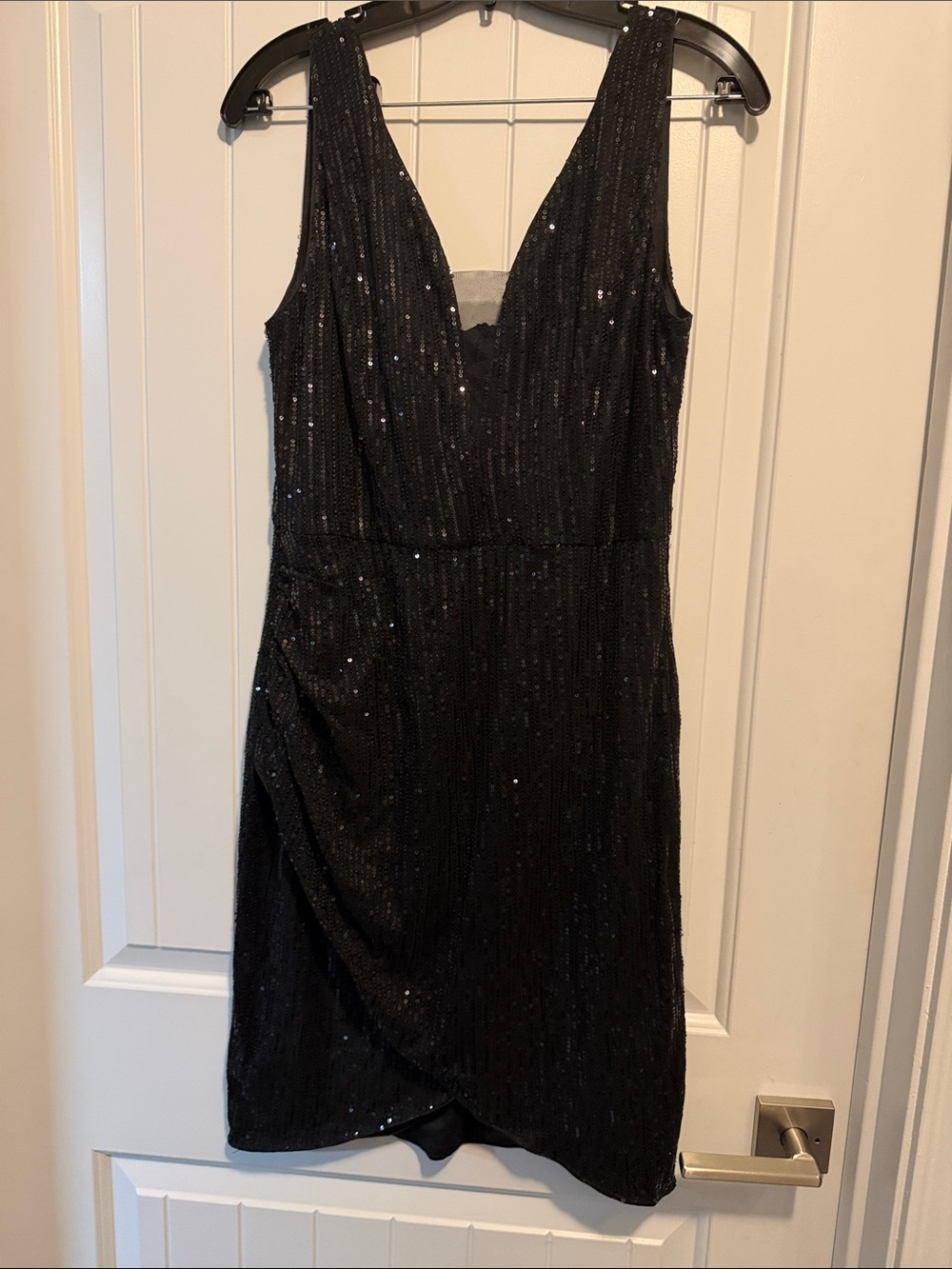 Grace Karin Black Sequin V-Neck Mini Dress